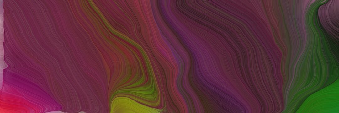 futuristic background banner with old mauve, moderate pink and very dark green color. smooth swirl waves background illustration © Eigens