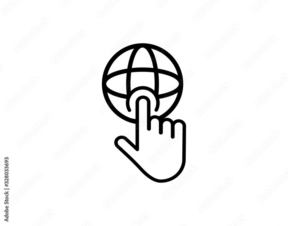Poster global finger touch icon for interaction and corruption concepts