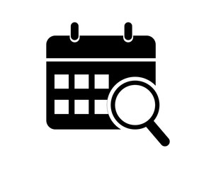  Calendar search magnifying glass icon vector