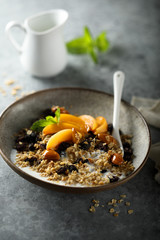 Homemade granola with fresh apricot