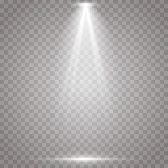 The spotlight shines on the stage. light exclusive use lens flash light effect. light from a lamp or spotlight. lighted scene. podium under the spotlight.