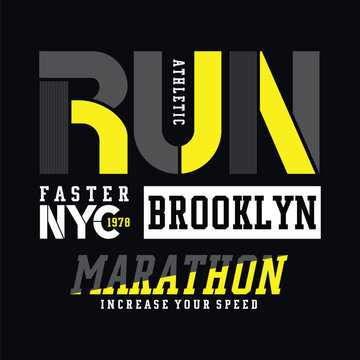 Athletic run typography, tee shirt graphics, vectors