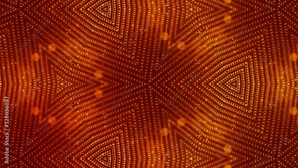 Aufkleber abstraction of microworld of nanotechnology. 4k looped sci-fi 3d background with glow gold particles