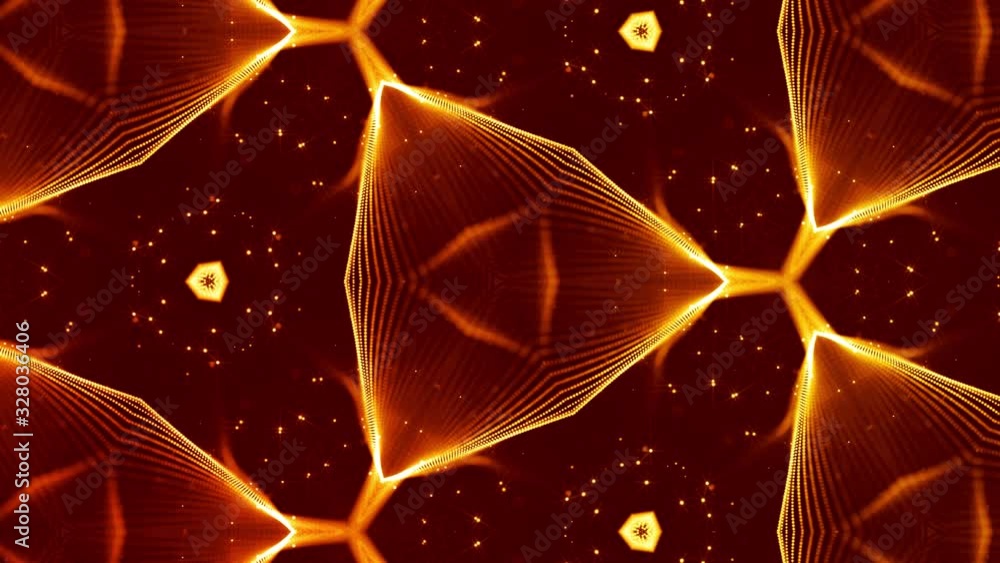 Aufkleber abstraction of microworld of nanotechnology. 4k looped sci-fi 3d background with glow gold particles