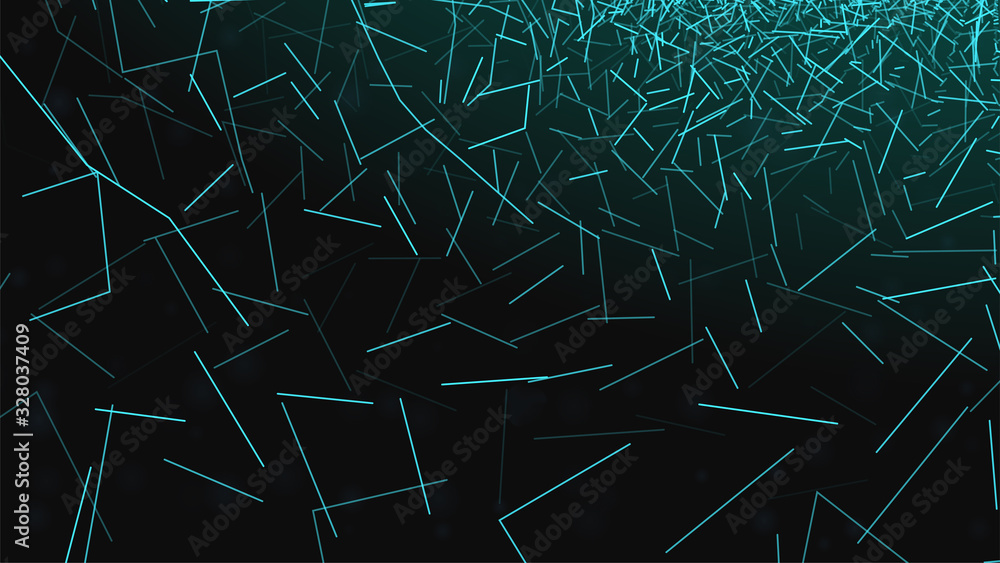 Poster abstract line background. blue random geometric pattern. random lines on dark backdrop. futuristic s