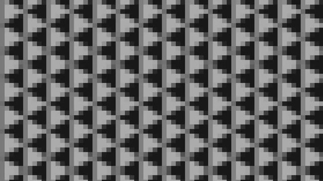 Abstract animation in black and white on a minimal background with mosaic effect, which varies in size, angle and intensity with abstract texture.