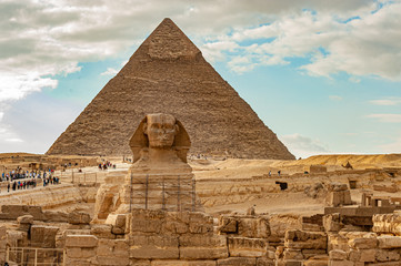 Sphinx and Khufu pyramid  in Egypt