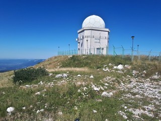 White observatory on the mountain top