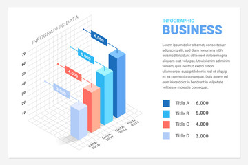 3D infographic data years charts marketing with line isometric for Business infographic presentation