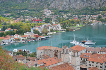 Naklejka na ściany i meble Kotor is a coastal town in Montenegro. The Old City of Kotor is a well preserved urbanization typical of the middle Ages with Medieval architecture and numerous monuments of cultural heritage.