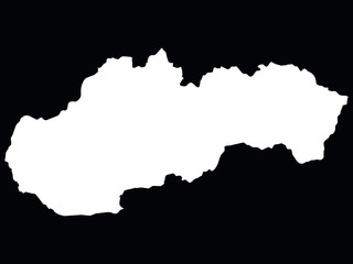 Vector Illustration of the White Map of Slovakia on Black Background - obrazy, fototapety, plakaty