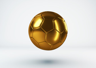 Gold soccer ball on white background. - 328040449