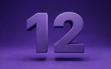 Violet velvet number 12. Indigo color font character.