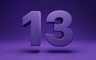 Violet velvet number 13. Indigo color font character.