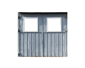 Old gray metal garage gate isolated