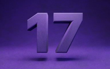 Violet velvet number 17. Indigo color font character.