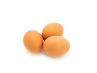 A group of eggs isolated on a white background. The concept of a high protein diet can be eaten every day.
