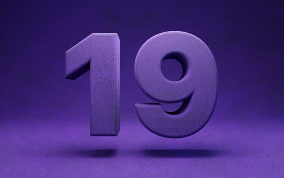 Violet velvet number 19. Indigo color font character.