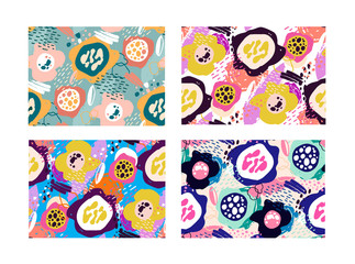 Naklejka premium Abstract hand drawn doodle leaves. Botanical design. Template design elements for background, pattern, banner. Flower set. Leaves set.