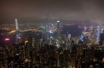 Fototapeta na wymiar Cityscape Hong Kong Central Western illuminated districts
