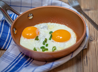 fried egg in a frying pan