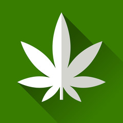 Marijuana icon in flat style, ganja on color background. Vector design element for you funny project