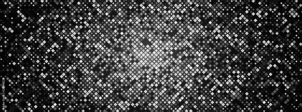 Poster small color blocks and pixels. abstract luminescent pixel mosaic illustration. futuristic banner tec