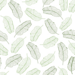 Vector seamless pattern with banana leaves