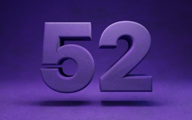 Violet velvet number 52. Indigo color font character.