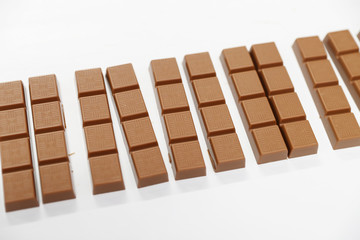 Chocolate factory. Close-up of chocolate bars