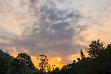 The sunrise in the morning sky is used for the background.