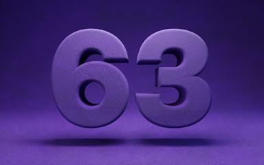 Violet velvet number 63. Indigo color font character.