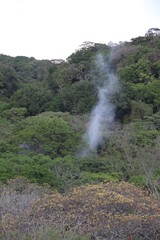 Volcanic grey hot mud bubbling