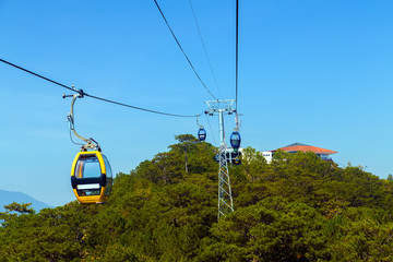 Sky cable car green hills