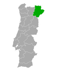 Karte von Braganca in Portugal