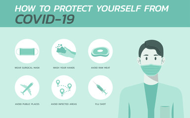 five flu prevention tips infographic, healthcare and medical about prevent influenza, virus protection, vector flat icon symbol, layout, template illustration in vertical design