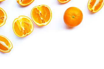 High vitamin C, Juicy and sweet. Fresh orange fruit on white.