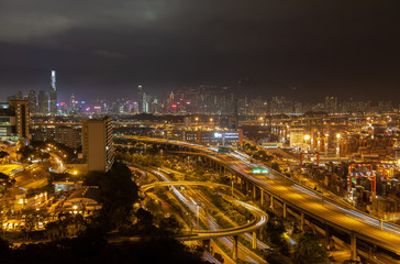 Fototapeta na wymiar Container port Hong Kong harbor with cranes