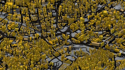 city future digital view map 3d