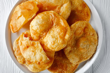 close-up of Bhatura, indian deep fried bread