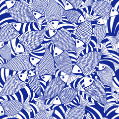Vector seamless pattern with fishes