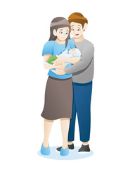 Vector illustration Family with newborn baby