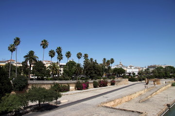 Fototapeta na wymiar Embankment of the river Guadalquivir in Seville