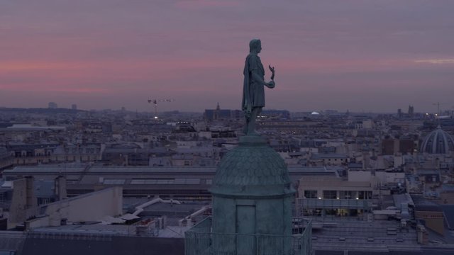 Aerial drone shot of Paris and the column of the Place Vend&ocirc;me
