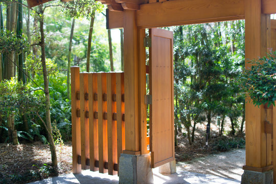 Torii in Morikami Museum and Japanese Gardens in Palm Beach County, Florida, United States