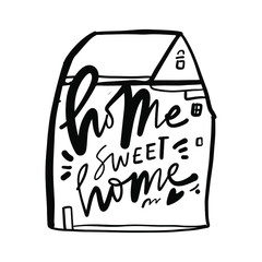Home sweet home. Hand lettering illustration for home decor, interior