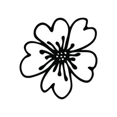 Single doodle flowers.  fantasy flower in hand-drawn style. vector flower. element for design. Hipster grunge drawings.