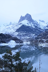Fototapeta na wymiar Winter and snow in Pyrenees Huesca Spain