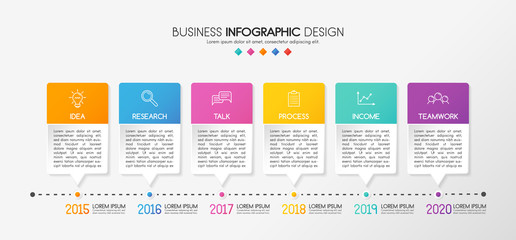 Fototapeta na wymiar Business infographic with 6 options. Timeline. Vector