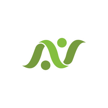 Initial letter nv or vn logo design template